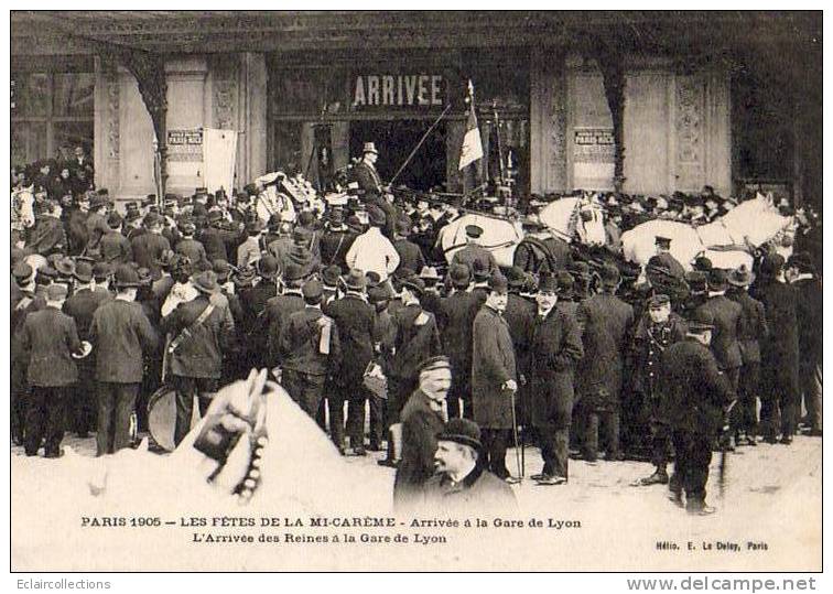 Paris 75  Fêtes De La Mi-Carême 1905   Arrivée Des Reines A La Gare De Lyon - Lots, Séries, Collections