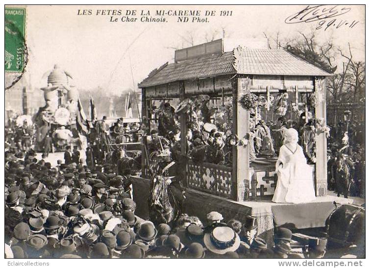 Paris 75  Fêtes De La Mi-Carême 1911   Le Char Chinois - Lotes Y Colecciones