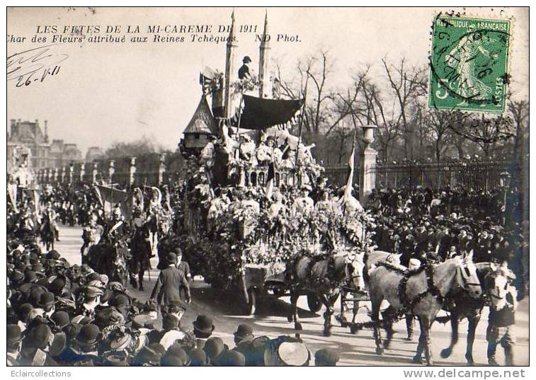 Paris 75  Fêtes De La Mi-Carême 1911   Le Char Des Reines Tchèques - Sets And Collections