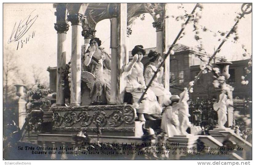 Paris 75  Fêtes De La Mi-Carême 1911   Le Char Des Reines Melle Quéru - Lots, Séries, Collections