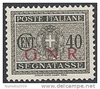 1944 RSI GNR BRESCIA SEGNATASSE 40 CENT MNH ** VARIETà - RSI147 - Taxe