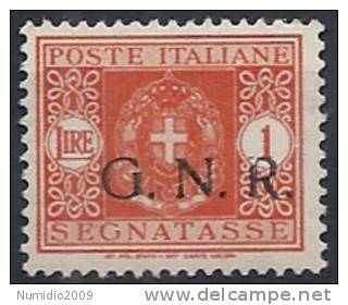 1944 RSI GNR BRESCIA SEGNATASSE 1 LIRA MNH ** VARIETà - RSI149-2 - Strafport