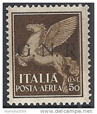 1944 RSI GNR BRESCIA I TIRATURA POSTA AEREA 50 CENT MH * - RSI131 - Poste Aérienne