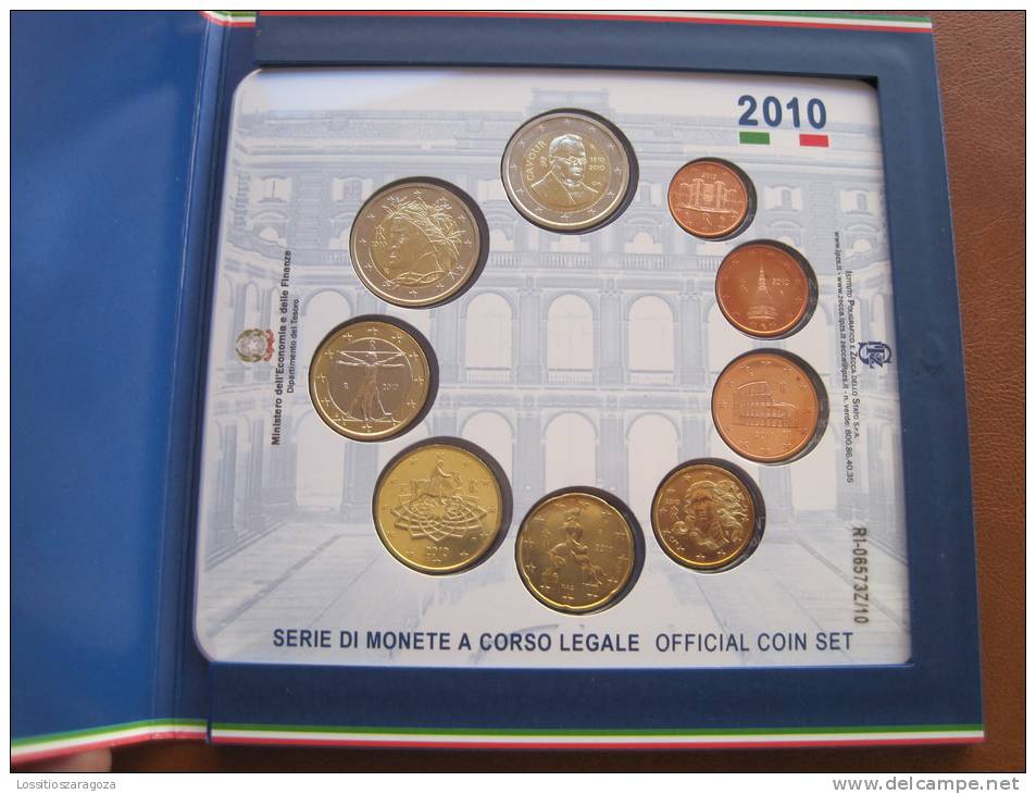 ITALIA 2010 Cartera Con Serie Euro 9 Monedas INCLUYE 2 € CAVOUR , Euroset , Bimetalica 3 , Bimetalic - Italia