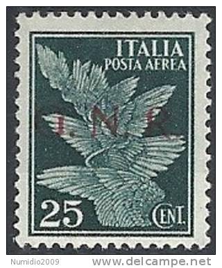 1944 RSI GNR BRESCIA I TIRATURA POSTA AEREA 25 CENT MH * VARIETà - RSI135 - Airmail