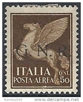 1944 RSI GNR BRESCIA I TIRATURA POSTA AEREA 50 CENT MH * VARIETà - RSI135 - Airmail