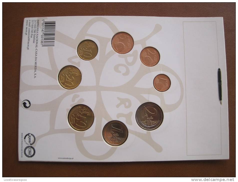 PORTUGAL 2005 Cartera RECTANGULAR Con Serie Euro 8 Monedas , Euroset , Bimetalica 2 , Bimetalic - Italie
