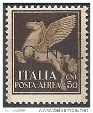 1944 RSI GNR BRESCIA I TIRATURA POSTA AEREA 50 CENT MNH ** VARIETà - RSI136-3 - Correo Aéreo