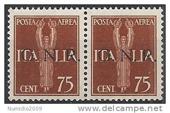 1944 RSI GNR BRESCIA I TIRATURA POSTA AEREA 75 CENT MNH ** VARIETà - RSI137 - Luftpost