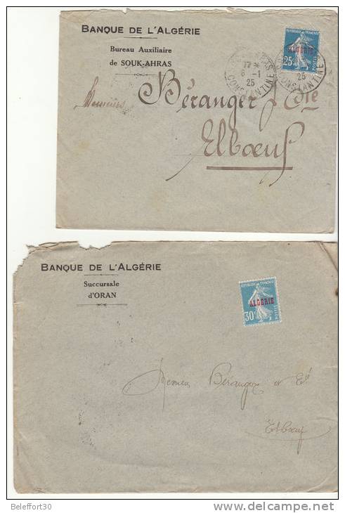 Lot 4 Lettres Semeuse Surchargées ALGERIE 1926/27 (2 Scans) - Altri & Non Classificati