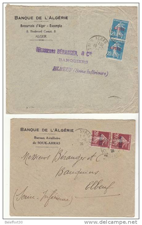 Lot 4 Lettres Semeuse Surchargées ALGERIE 1926/27 (2 Scans) - Altri & Non Classificati