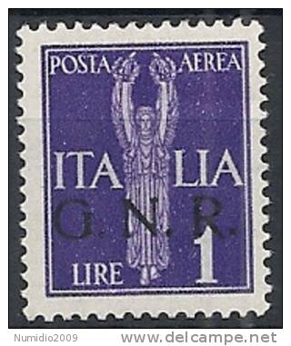 1944 RSI GNR VERONA POSTA AEREA 1 LIRA MNH ** - RSI127-4 - Luftpost