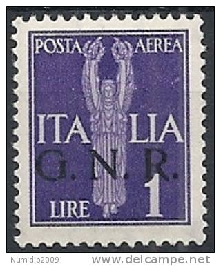 1944 RSI GNR VERONA POSTA AEREA 1 LIRA MNH ** - RSI128-6 - Luftpost