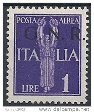 1944 RSI GNR VERONA POSTA AEREA 1 LIRA MNH ** VARIETà - RSI129 - Luftpost