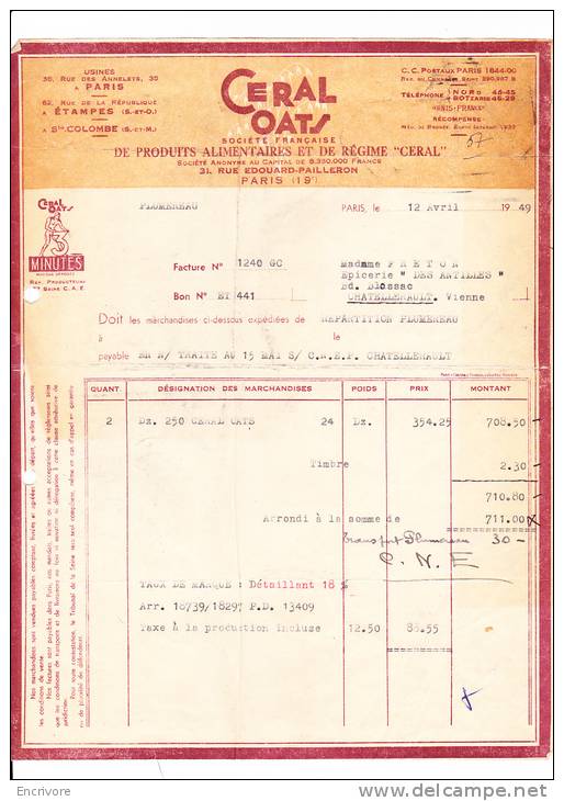 CERAL OATS Produits Alimentaires Et De Regime Ceral - 1900 – 1949