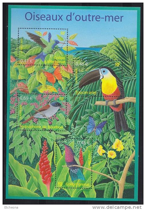 =BF56 Nature Oiseaux Outre Mer Colibri Tête Bleue Toucan Ariel Terpsiphone De Bourbon Colibri Grenat 3548 3549 3550 3551 - Ungebraucht