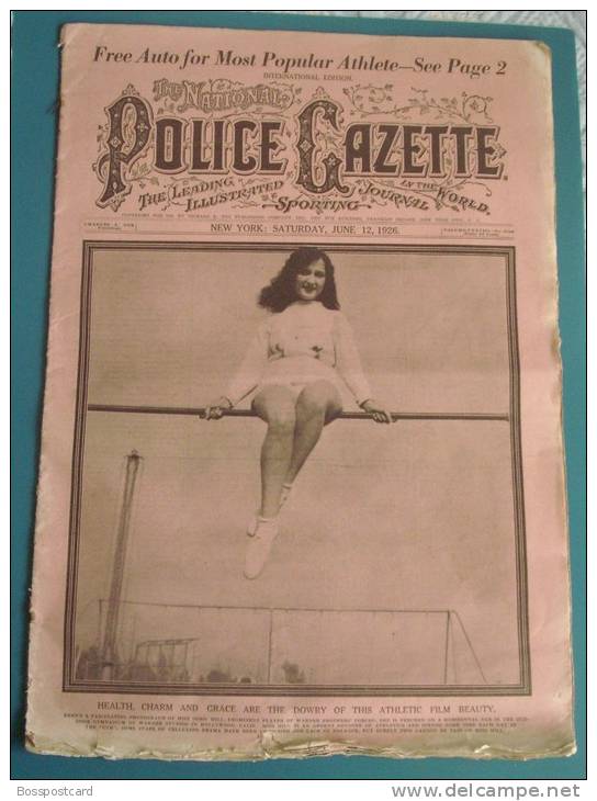 Police Gazette, Nº 2548, June 12, 1926. Sports. Boxing. Horses. Baseball. Athletics. Football. Tennis. Polo. Desporto. - Sports