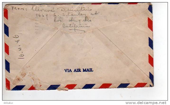 Enveloppe De LOS ANGELES Pour La France  En 1946 Et Retounée  Pour 22 Cents D´affranchissement (scans Recto Et Verso) - Poststempel