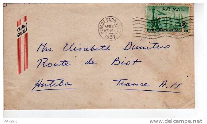Enveloppe Partie De CANOGA PARK Californie En 1952  (scans Recto Et Verso) - Postal History