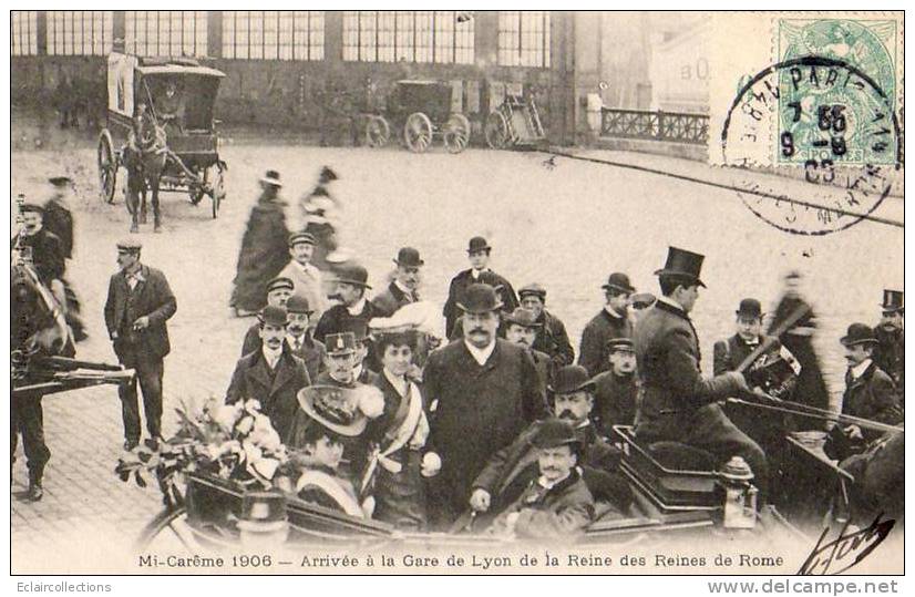 Paris 75  Mi-Carême 1906   Gare De Lyon Arrivée De La Reine De Rome - Sets And Collections