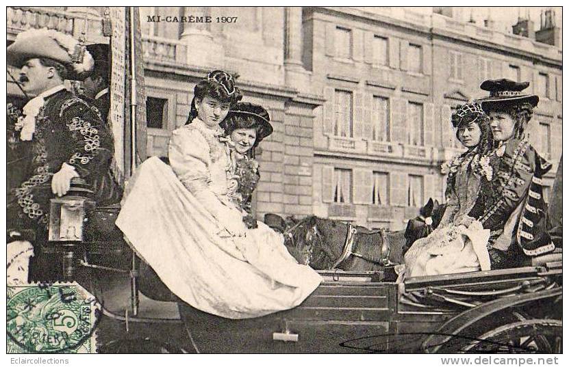 Paris 75  Mi-Carême 1907   Le Char Des Reines - Sets And Collections