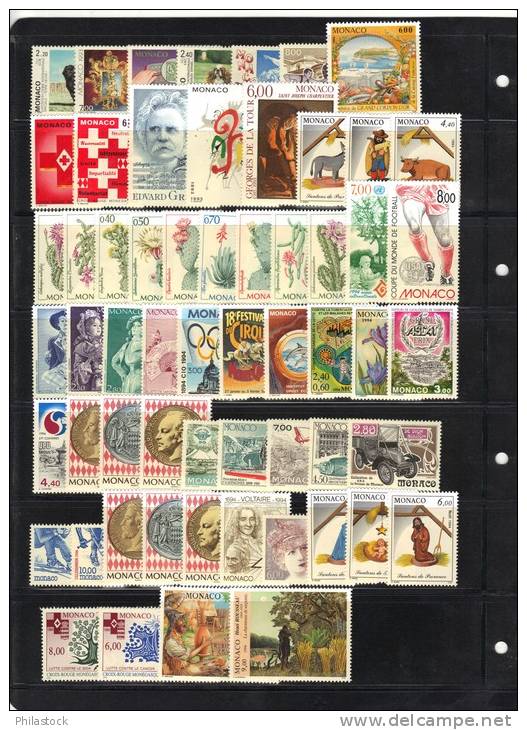 MONACO Année 1994 Compléte ** Avec Blocs (erreur Sur Photo 11 Timbres Année 93 Ne Font Pas Partis De Cette Enchére) - Années Complètes