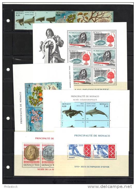 MONACO Année 1994 Compléte ** Avec Blocs (erreur Sur Photo 11 Timbres Année 93 Ne Font Pas Partis De Cette Enchére) - Annate Complete