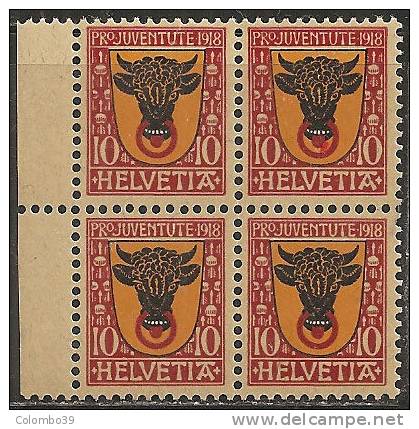 Svizzera 1918 Nuovo** - Yv.168  Mi.143  Bloc 4x - Neufs