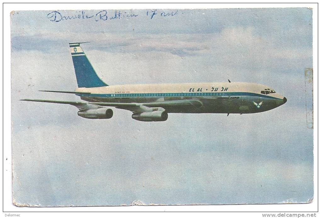 CPSM Boeing 720 B Israel Airlines El Al Datée De 1963 Un Nom Annoté Sur La Carte En état Moyen - 1946-....: Moderne