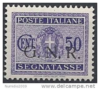 1944 RSI GNR BRESCIA I TIRATURA SEGNATASSE 50 CENT MNH ** - RSI113-3 - Postage Due