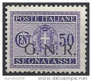 1944 RSI GNR BRESCIA I TIRATURA SEGNATASSE 50 CENT MNH ** - RSI113-7 - Portomarken