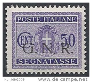 1944 RSI GNR BRESCIA I TIRATURA SEGNATASSE 50 CENT MNH ** VARIETà - RSI113-12 - Taxe