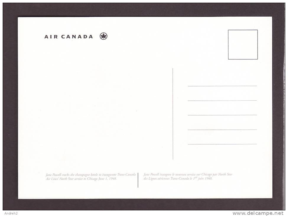 AVIONS - AVIATION - AIRPLANES - AIR CANADA SERIE AU FIL DES ANS - JANE POWELL INAUGURE TRANS CANADA AIR LINES  18x13 Cm - 1946-....: Moderne