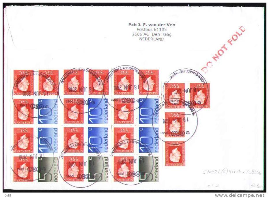 NETHERLANDS 2010 - Registered Air Cover With 7 Copies Of The Booklet Pane Of 1976 - Covers & Documents