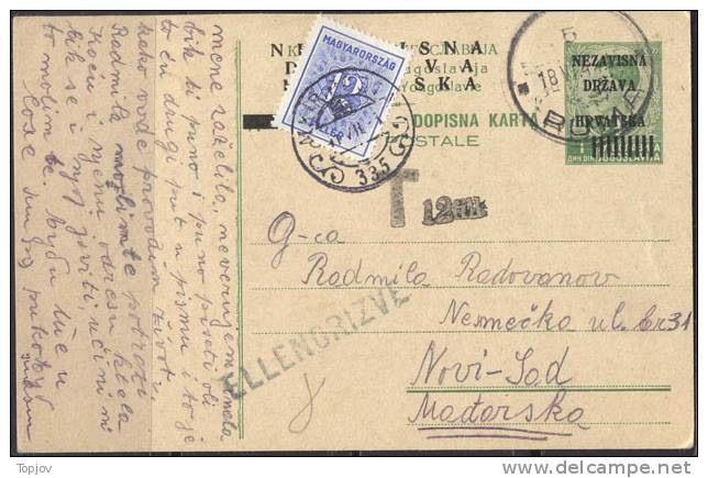 CROATIA - HRVATSKA  - NDH  -to UNGARN + PORTO - 1941 - RARE - Croatie