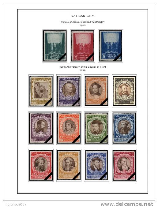 VATICAN CITY STAMP ALBUM PAGES 1929-2011 (191 Color Illustrated Pages) - Inglés