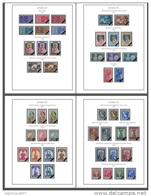 VATICAN CITY STAMP ALBUM PAGES 1929-2011 (191 color illustrated pages)