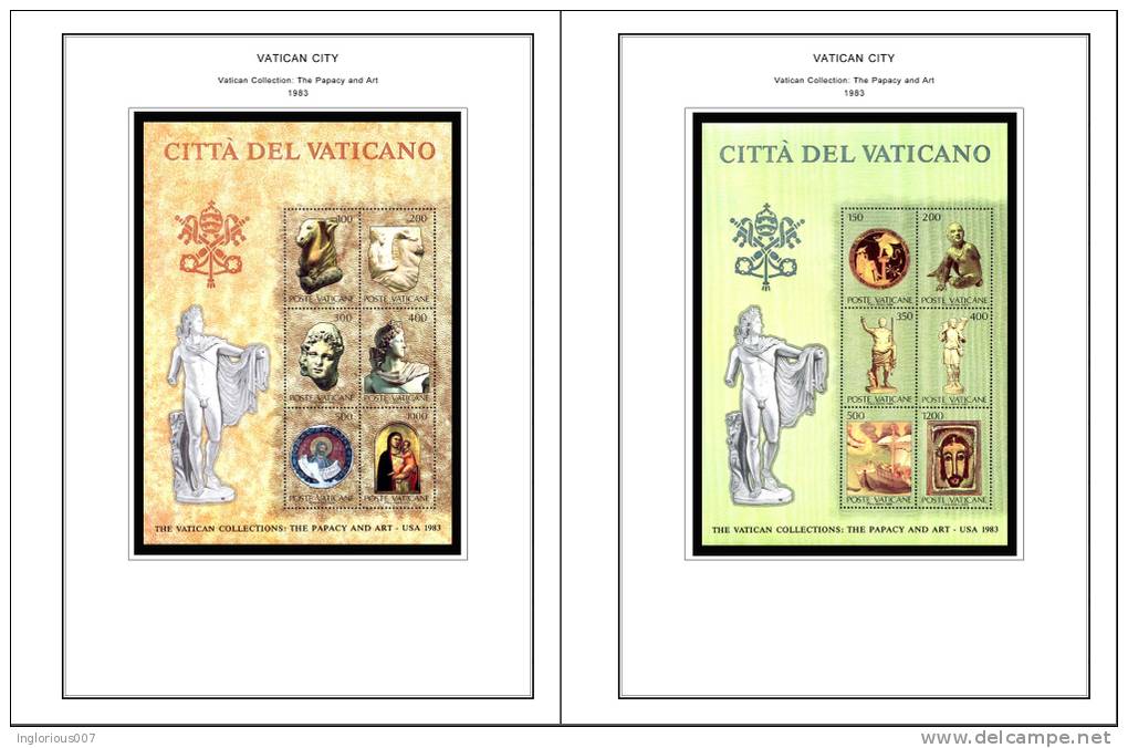 VATICAN CITY STAMP ALBUM PAGES 1929-2011 (191 color illustrated pages)