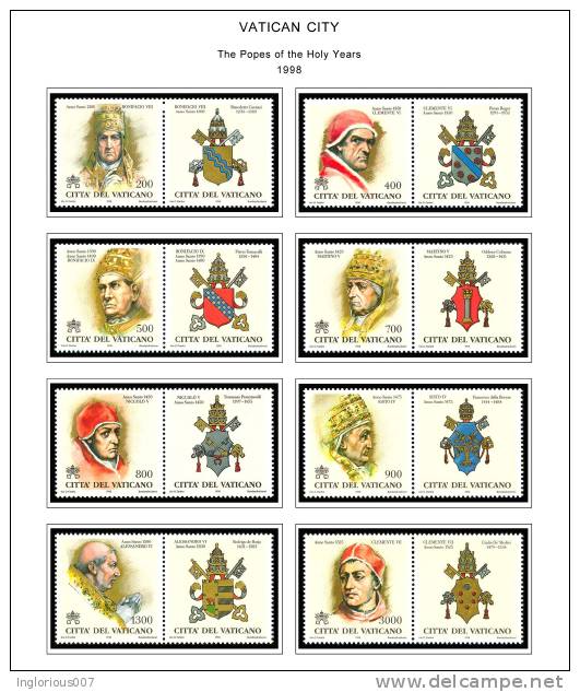 VATICAN CITY STAMP ALBUM PAGES 1929-2011 (191 color illustrated pages)