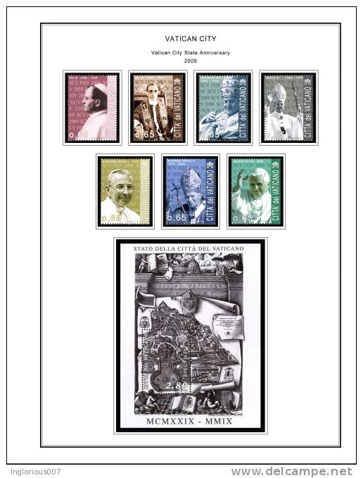 VATICAN CITY STAMP ALBUM PAGES 1929-2011 (191 color illustrated pages)