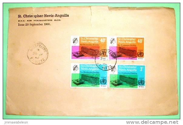 St. Christopher Nevis Anguilla 1966 Cover From Basseterre - WHO New Building - West Indies