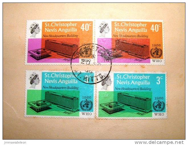 St. Christopher Nevis Anguilla 1966 Cover From Basseterre - WHO New Building - West Indies