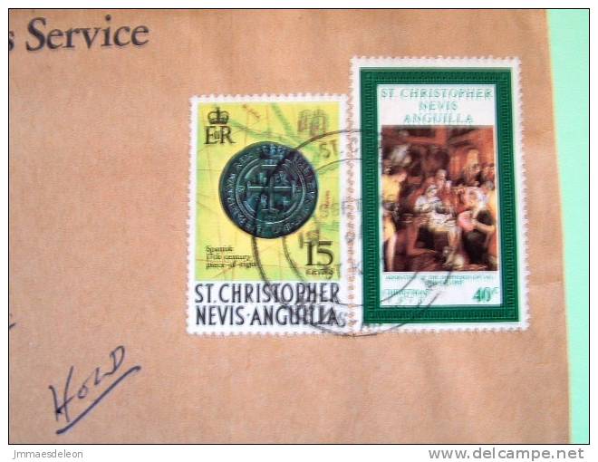 St. Christopher Nevis Anguilla 1971 Registered Cover To USA - Painting Christmas Coin Money Spanish - West Indies