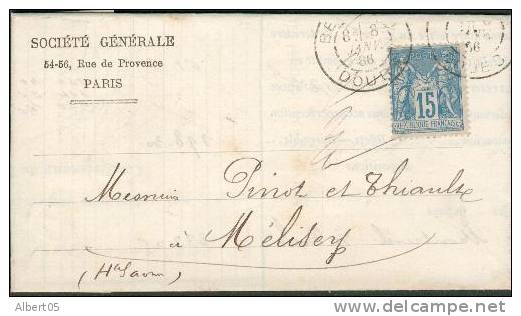 Socjété Générale - Lettre De 1886 - Succursale De Besançon - Banche