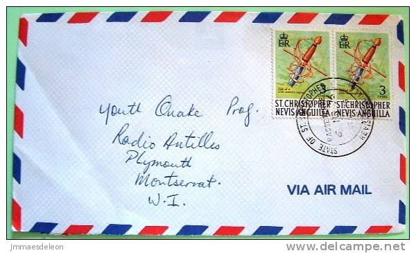 St. Christopher Nevis Anguilla 1975 Cover To Montserrat - Spade Weapon - West Indies