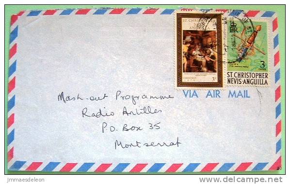 St. Christopher Nevis Anguilla 1978 Cover To Montserrat - Spade - Christmas Painting - Antilles