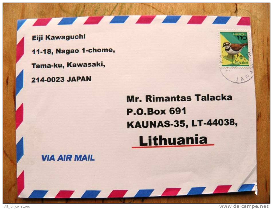 Cover Sent From Japan To Lithuania, Bird Oiseaux - Cartas & Documentos