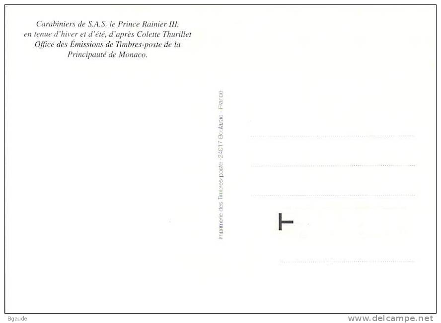 MONACO CARTE MAXIMUM  NUM.YVERT  2107 COMPAGNIE DES CARABINIERS - Cartas Máxima