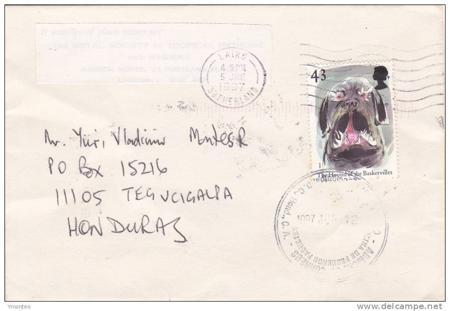 Cover Great Britain To Honduras 1997 ( Dog Stamp) - Storia Postale