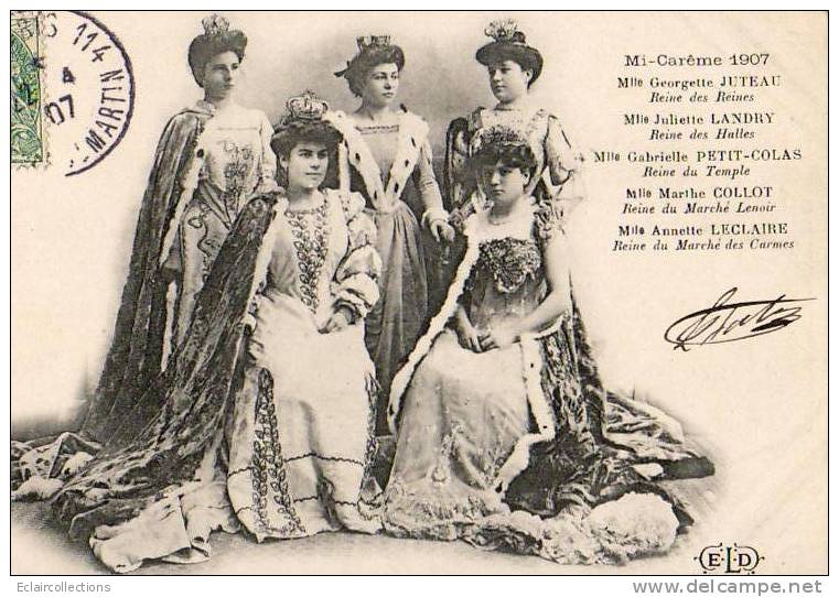 Paris 75  Mi-Carême 1907    Les Reines - Lotes Y Colecciones